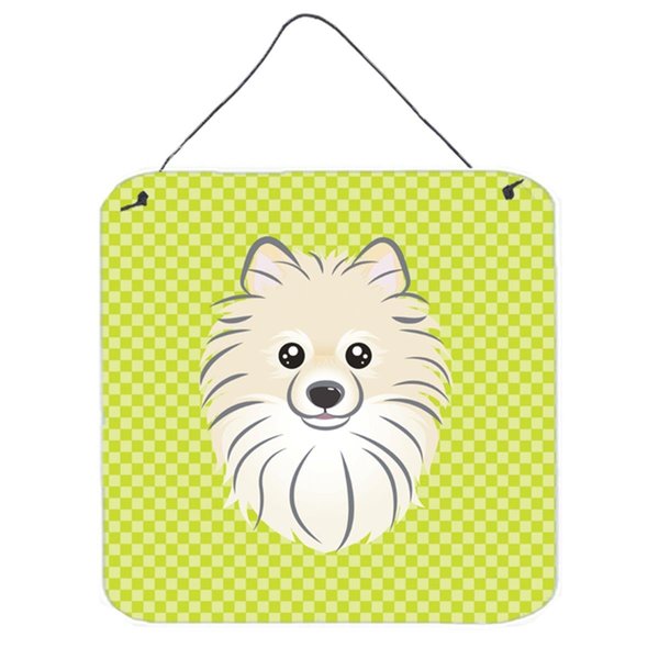 Micasa Checkerboard Lime Green Pomeranian Aluminum Metal Wall Or Door Hanging Prints, 6 x 6 In. MI256022